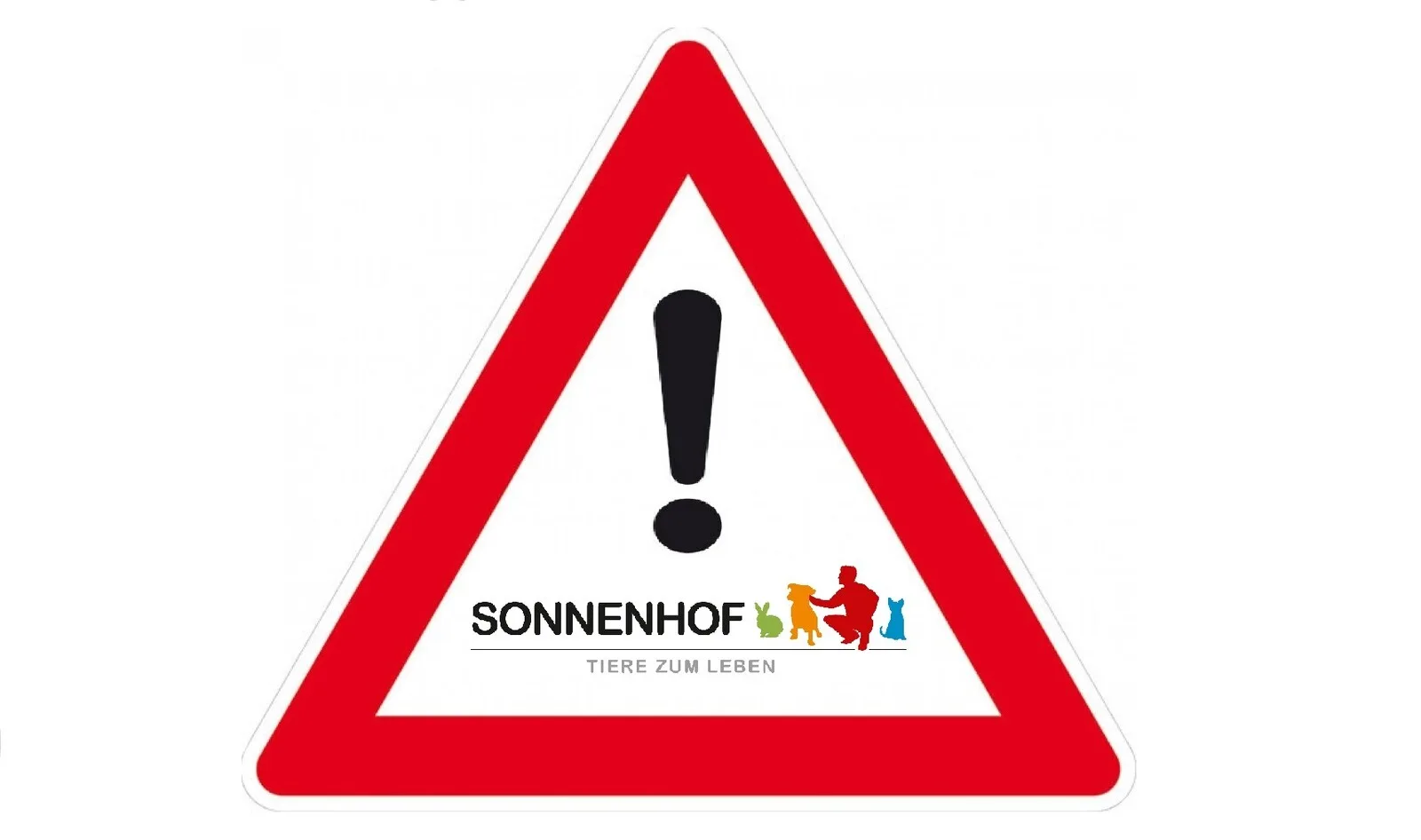 Achtung-Symbol mit Sonnenhof-Logo
